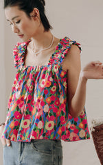Load image into Gallery viewer, Floral Gathered Strap Top in Multi