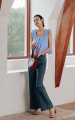 Load image into Gallery viewer, Gathered Strap Bubble Top in Blue