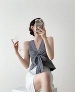 Load image into Gallery viewer, Bow Tie Sleeveless Top in Black