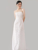 Load image into Gallery viewer, Floral Lace Bustier Maxi Dress in White