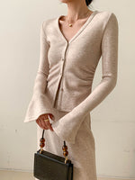 Load image into Gallery viewer, Cardigan + Maxi Mermaid Skirt in Oat