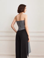Load image into Gallery viewer, Gathered Bustier Top with Oversized Drape in Grey