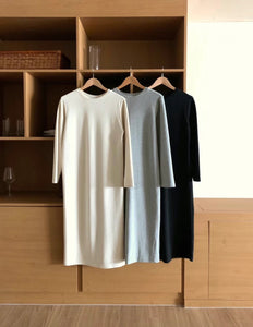 Korean Relaxed Maxi Long Sleeve Dress [2 Colours]