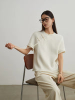 Load image into Gallery viewer, Light Tweed Pankou Fray Top in Cream