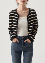 Load image into Gallery viewer, Wool Blend Striped Cardigan in Black/Cream