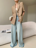 Load image into Gallery viewer, Tailored Short Sleeve Blazer in Tan