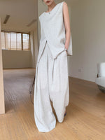 Load image into Gallery viewer, Light Tweed Top + Trousers Set in Cream