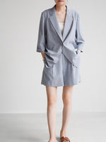 Load image into Gallery viewer, Midi Sleeve Summer Blazer in Blue
