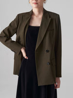 Load image into Gallery viewer, Double Breasted Oversized Blazer in Olive Green
