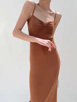 Load image into Gallery viewer, Knitted Cami Slip Dress in Brown