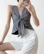 Load image into Gallery viewer, Bow Tie Sleeveless Top in Black