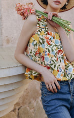 Load image into Gallery viewer, Floral Gathered Strap Bubble Top in Multi
