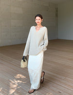 Load image into Gallery viewer, Twill Maxi Slit Skirt in Cream