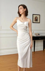Load image into Gallery viewer, Asymmetric Cami Slip Dress in White