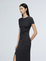 Load image into Gallery viewer, Twist Slit Tee Dress in Grey