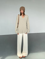 Load image into Gallery viewer, Relaxed Light Knit Top in Greige