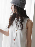 Load image into Gallery viewer, Contrast Button Pocket Shift Dress in White