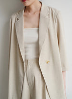 Load image into Gallery viewer, Midi Sleeve Summer Blazer in Beige