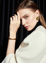Load image into Gallery viewer, Matte Square Curve Earrings in Gold
