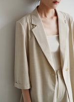 Load image into Gallery viewer, Midi Sleeve Summer Blazer in Beige