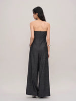Load image into Gallery viewer, Chambray Bustier Pocket Maxi Jumpsuit in Navy