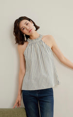 Load image into Gallery viewer, Striped Halter Top in White