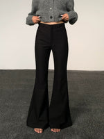 Load image into Gallery viewer, Trumpet Flare Stretch Trousers in Black