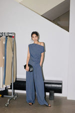 Load image into Gallery viewer, Toga Top // Wide Leg Pants in Crystal Blue
