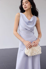 Load image into Gallery viewer, Satin Drape Wrap Top // Maxi Skirt in Lavender