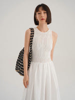 Load image into Gallery viewer, Knit Tank Crepe Dress in White