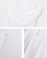 Load image into Gallery viewer, Linen Blend Gathered Bustier Top // Trousers // Maxi Skirt Set in White