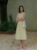 Load image into Gallery viewer, Boatneck Tailored Dress in Yellow