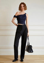 Load image into Gallery viewer, Striped Off Shoulder Top in Navy