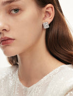 Load image into Gallery viewer, Square Cluster Diamante Pearl Earrings