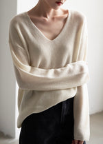 Load image into Gallery viewer, Relaxed Wool Ribbed Sweater in Cream