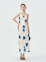 Load image into Gallery viewer, Floral Printed Drape Slip Dress in Cream