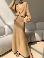 Load image into Gallery viewer, Knitted Mermaid Maxi Skirt in Khaki