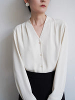 Load image into Gallery viewer, V Button Blouse in Cream