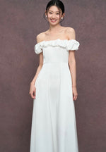 Load image into Gallery viewer, Tori Off Shoulder Bubble Maxi Dress in White