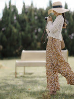 Load image into Gallery viewer, Printed Slit Tie Trousers in Orange