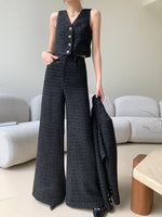 Load image into Gallery viewer, Tweed Contrast Button Vest in Black
