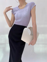 Load image into Gallery viewer, Ribbed Cap Sleeve Knit Top in Purple