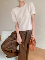 Load image into Gallery viewer, Blouson Short Sleeve Knit Top in Cream