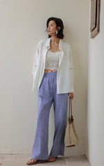 Load image into Gallery viewer, Lace Trim Oversized Shirt in White