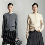 Load image into Gallery viewer, Classic Wool Blend Round Neck Cardigan in Grey