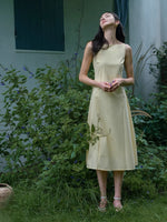 Load image into Gallery viewer, Boatneck Tailored Dress in Yellow