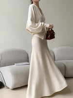 Load image into Gallery viewer, Knitted Mermaid Maxi Skirt in Cream