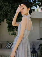 Load image into Gallery viewer, Tulle Ribbon Tie Midi Dress in Grey