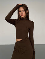 Load image into Gallery viewer, High Neck Side Cutout Maxi Dress in Brown
