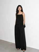 Load image into Gallery viewer, Tencel Asymmetric Cami // Pants Set in Black